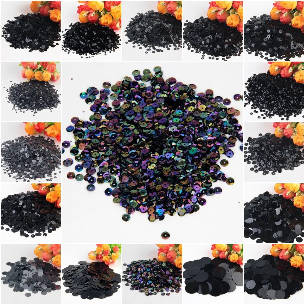 

20g Paillettes Black Sequins Flat Round PVC Loose Sequin for Crafts Women Garments Sewing Accessories Lentejuelas Manualidades