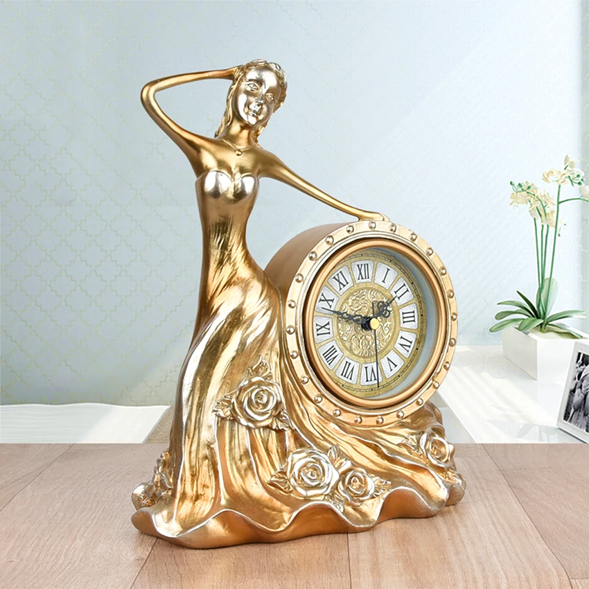 

Retro Classic Table Clock Creative Dancer Statue Clock Desktop Decoration Office Ornament Employee Benefit Prizes Wholesales