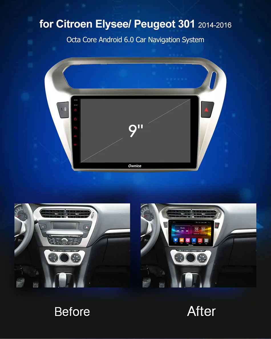 Clearance Android 8.1 Unit Auto Stereo Audio DVD Car Radio Multimedia Player gps navigator for Peugeot 301 Citroen Elysee 2014 2015 2016 2