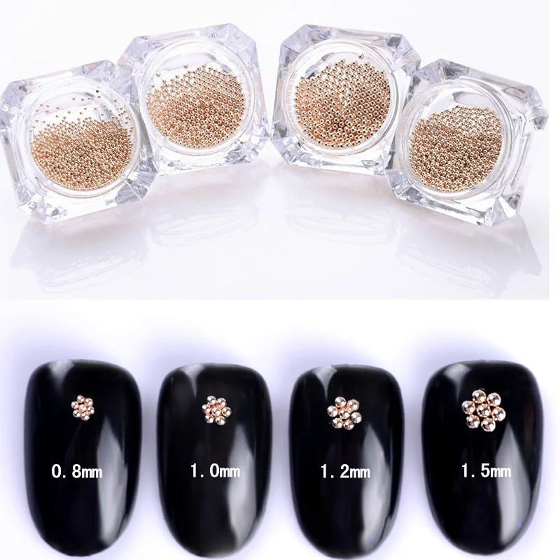 

1 Box 0.8mm/1mm/1.2mm/1.5mm Steel Beads 3D Nail Decoration Fashion Manicure Nail Art Decoration