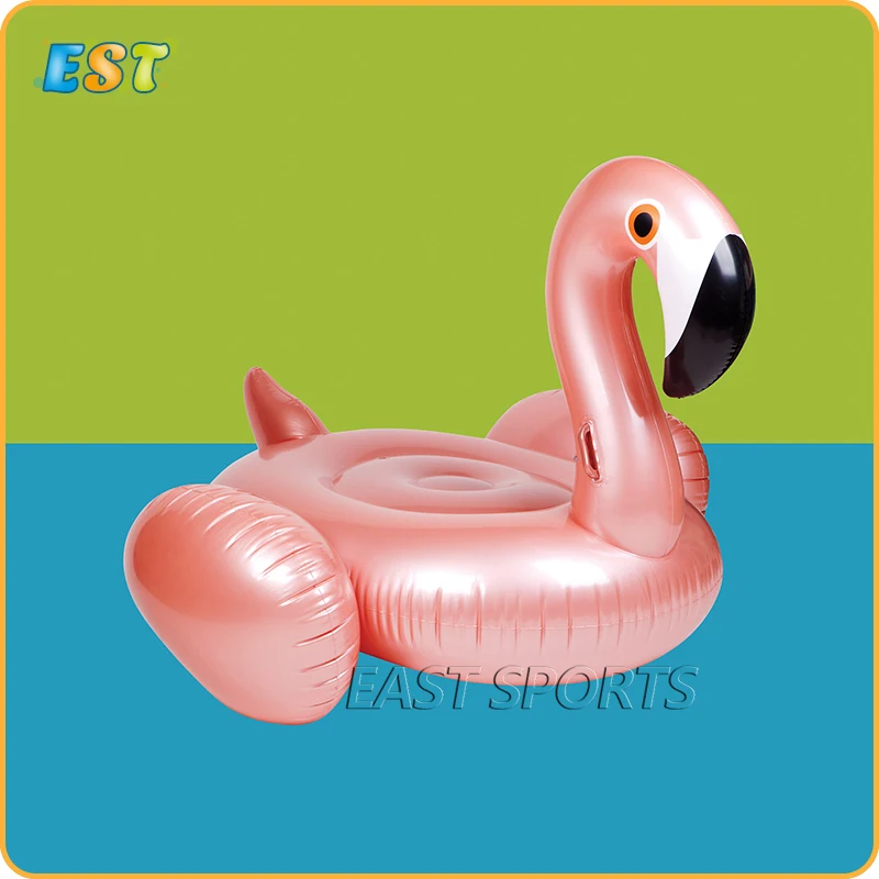 Shiny Adults And Children Inflatable Flamingo Rose Ride-On Swimming Ring Toys For Water Holiday Party