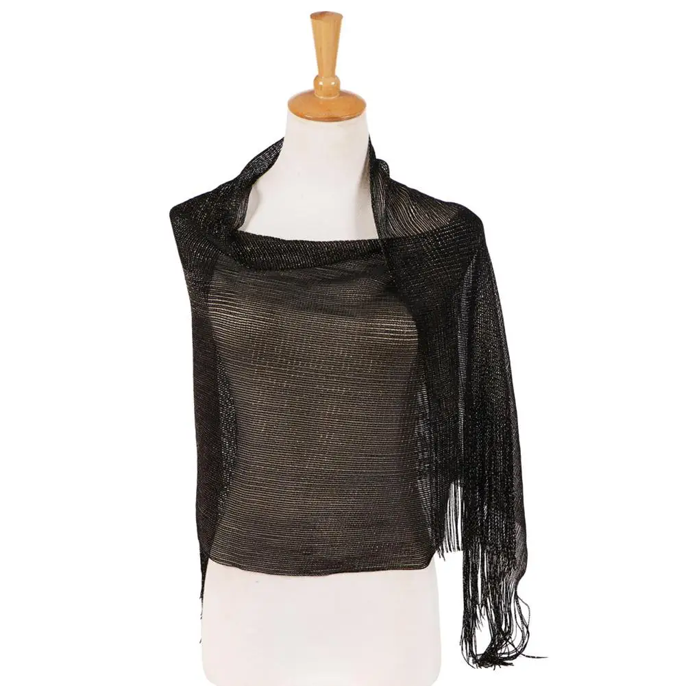 

Fashion Glossy Solid Color Tassels Soft Banquet Evening Party Women Shawl Scarf Wrap new