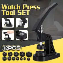 12 штампов 18-50 мм часы пресс-инструмент набор часов назад ближе рамка вставки корпус Часовщик Хрустальное стекло пресс часы ремонт инструмент