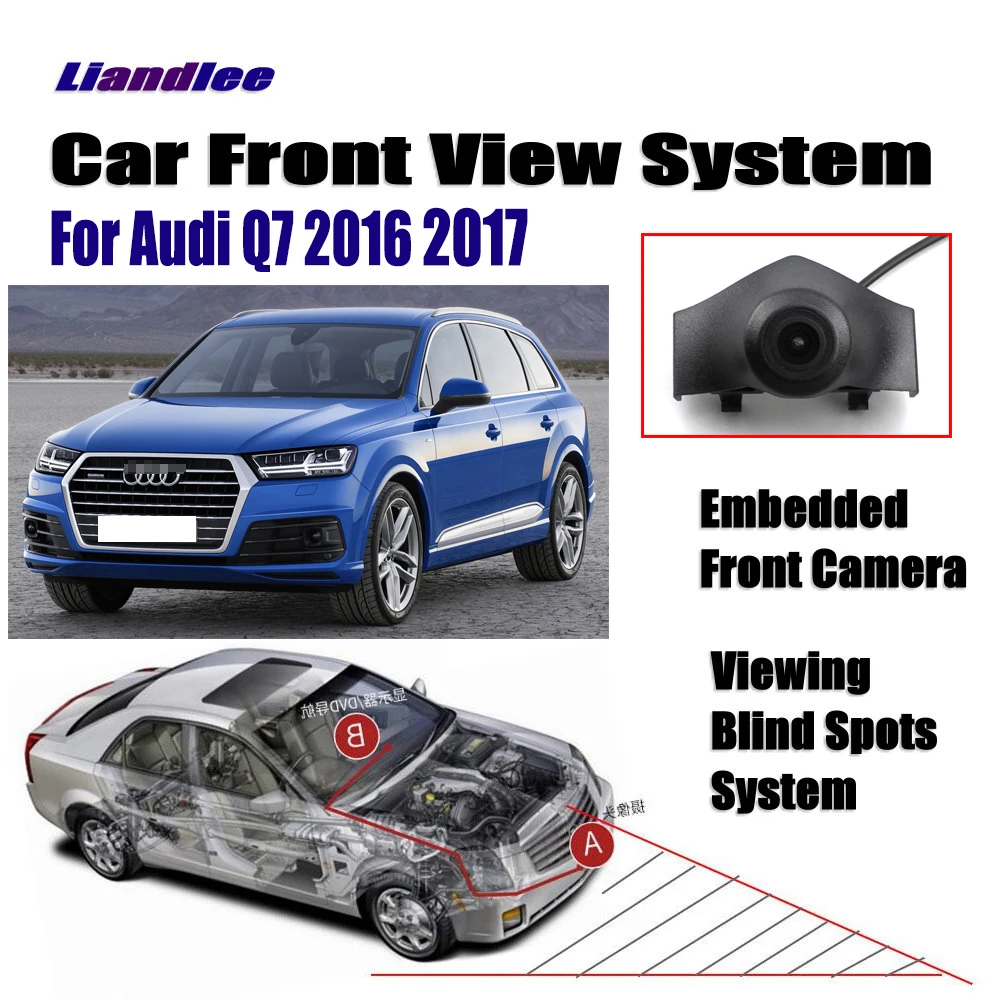 

Liandlee Car Front View Camera Grill Embedded For Audi Q7 2016 2017 / 4.3" LCD Screen Monitor Display / Cigarette Lighter Switch