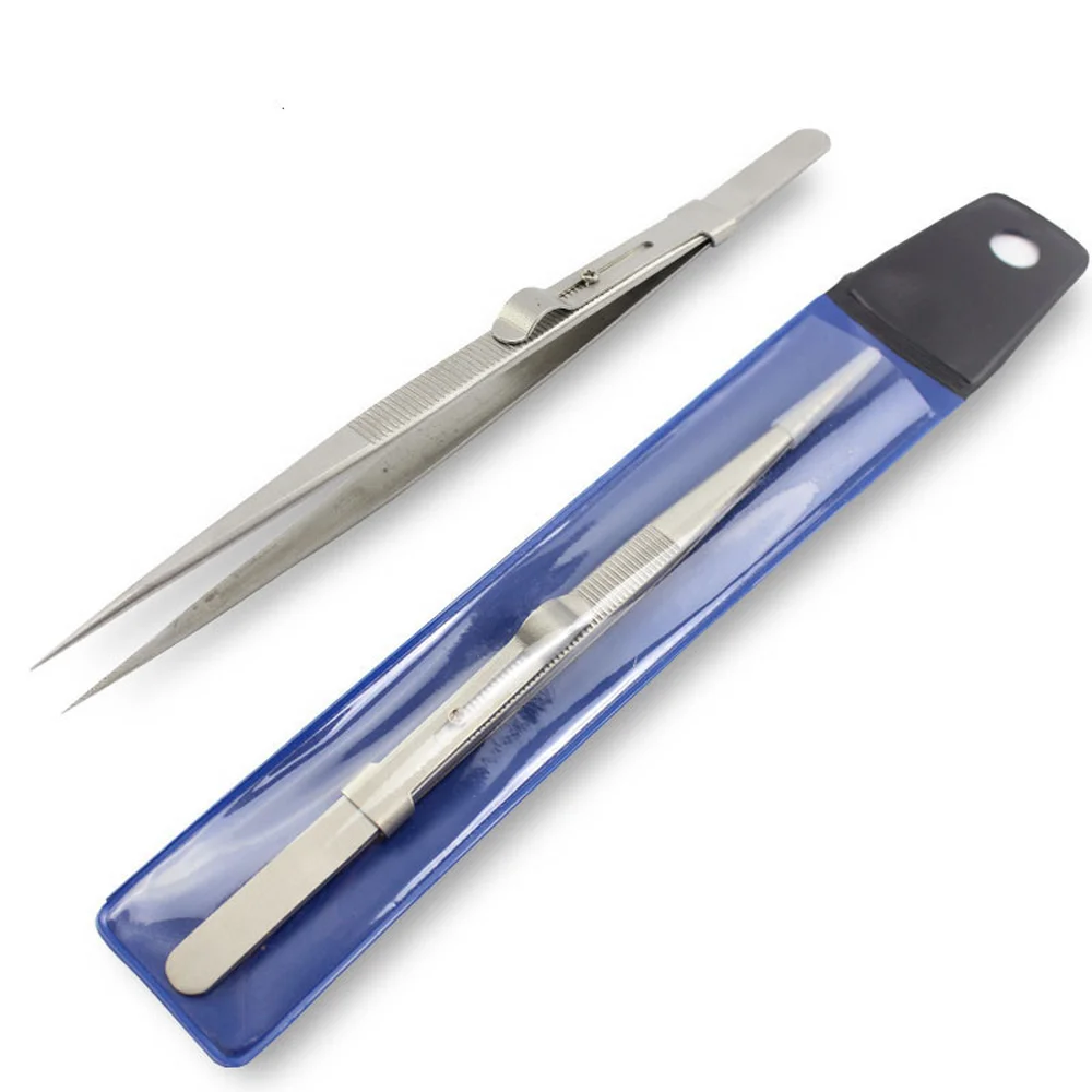 1PCS ESD Stainless Steel Precision Pointed Tweezers Gemstone Jewelry