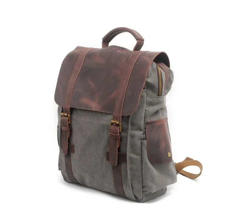 Мужские повседневные парусиновые рюкзаки, винтажные школьные сумки, молодежная большая Вместительная дорожная сумка, женский кожаный рюкзак Mochila для ноутбука, рюкзак
