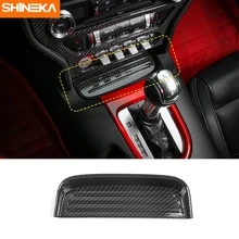 SHINEKA-caja de almacenamiento de bandeja para monedas, fibra de carbono, Panel embellecedor, pegatina para Ford Mustang 2015 + Diseño de coche