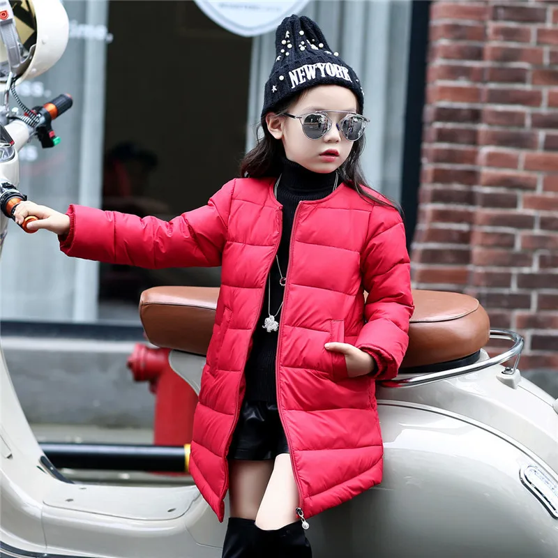 

Down Jacket Children's Clothing White Duck Down New Year A Lively Girl Dressed Down Jacket In Park Happy To Play