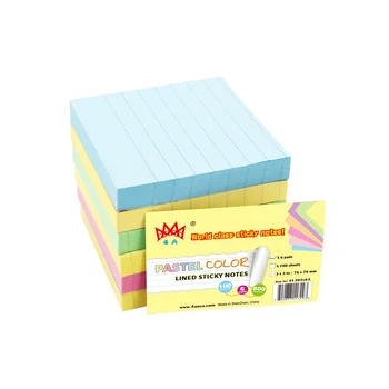 

6 Pads 4A 303x6-L 3 x 3 Inches Pastel Assorted wtih Lined Sticky Notes Kawaii Planner Stickers Cute Notes Office Decoration