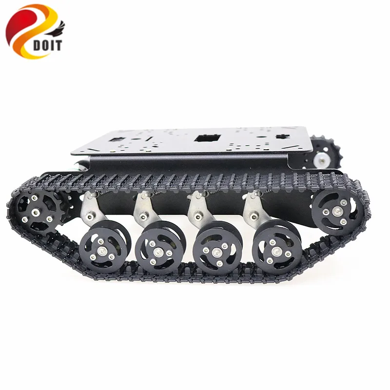 Черный амортизатор металла RC робот танк шасси комплект с треком, двигатель постоянного тока, гусеничная мобильная платформа для Arduino Uno r3 малиновый пирог DIY игрушки запчасти