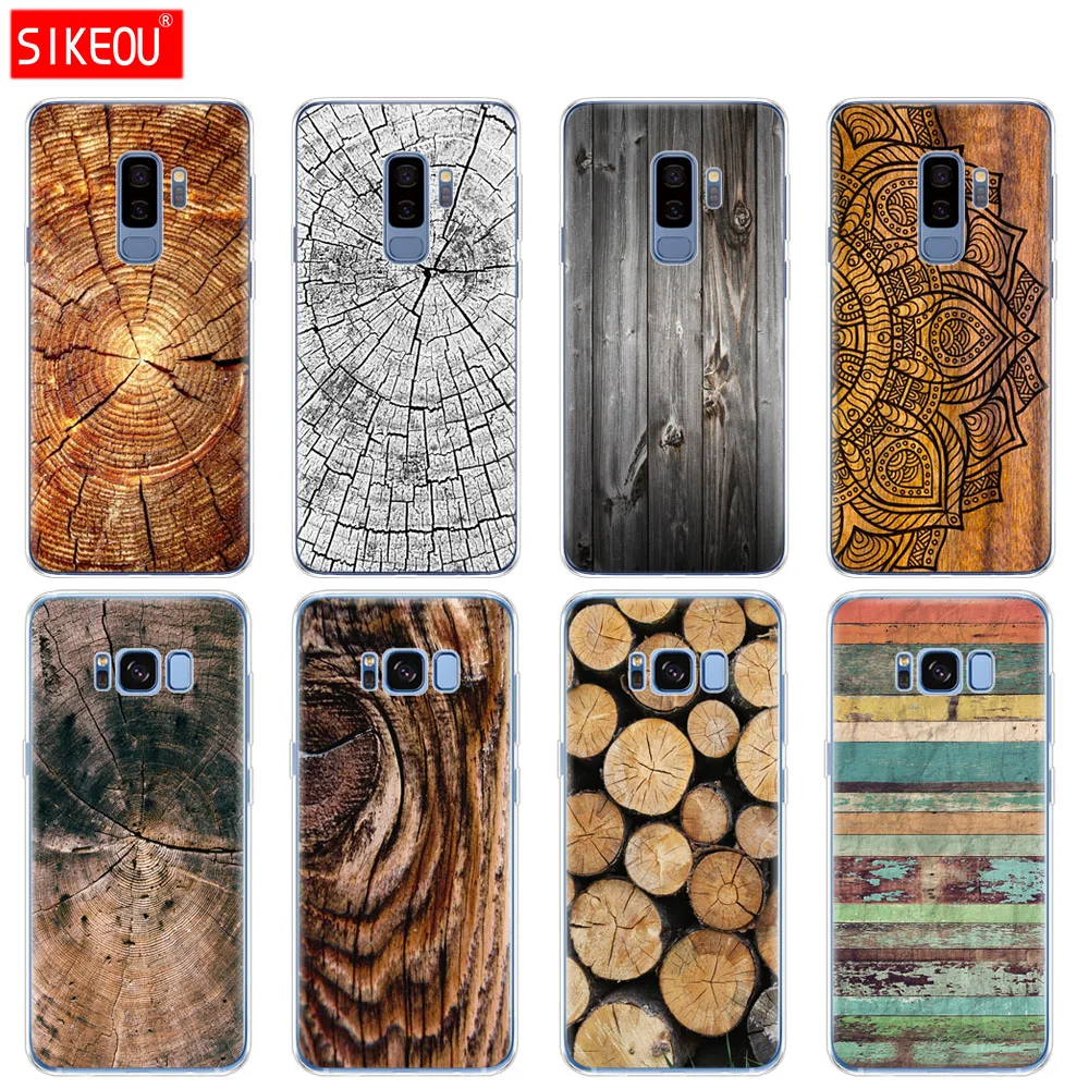 silicone case for Samsung Galaxy S9 S8 S7 S6 edge S5 S4 S3 PLUS phone cover Pattern wood textures | Мобильные телефоны и