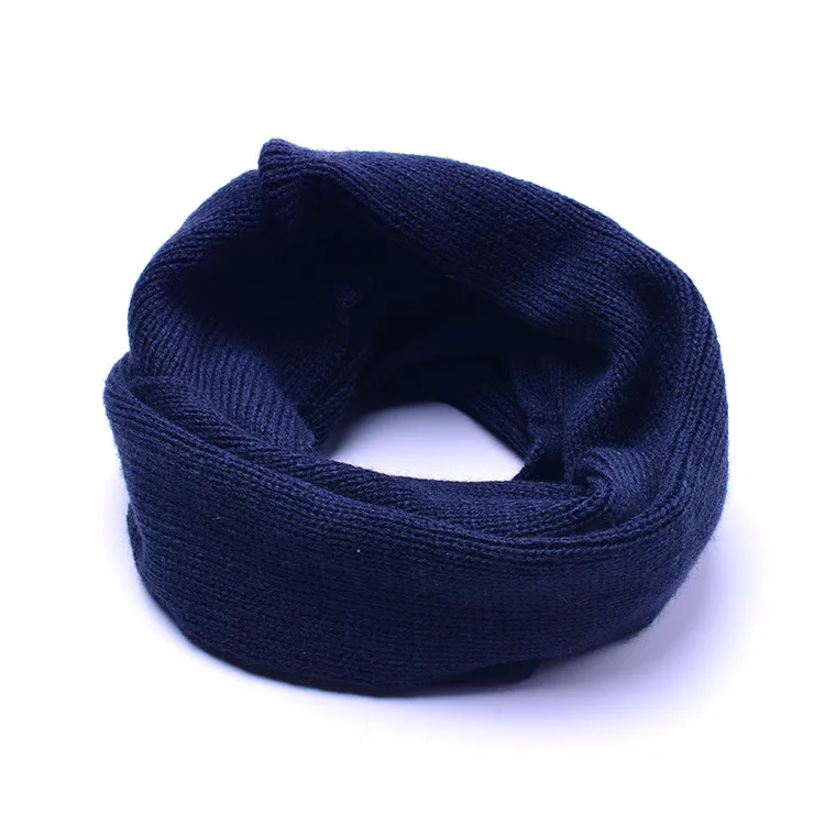 Leo anvi/детский шарф-кольцо на зиму, модный разноцветный полосатый шарф-труба для малышей, подарок для девочек и мальчиков 2-8 лет, теплый шарф - Цвет: navy blue