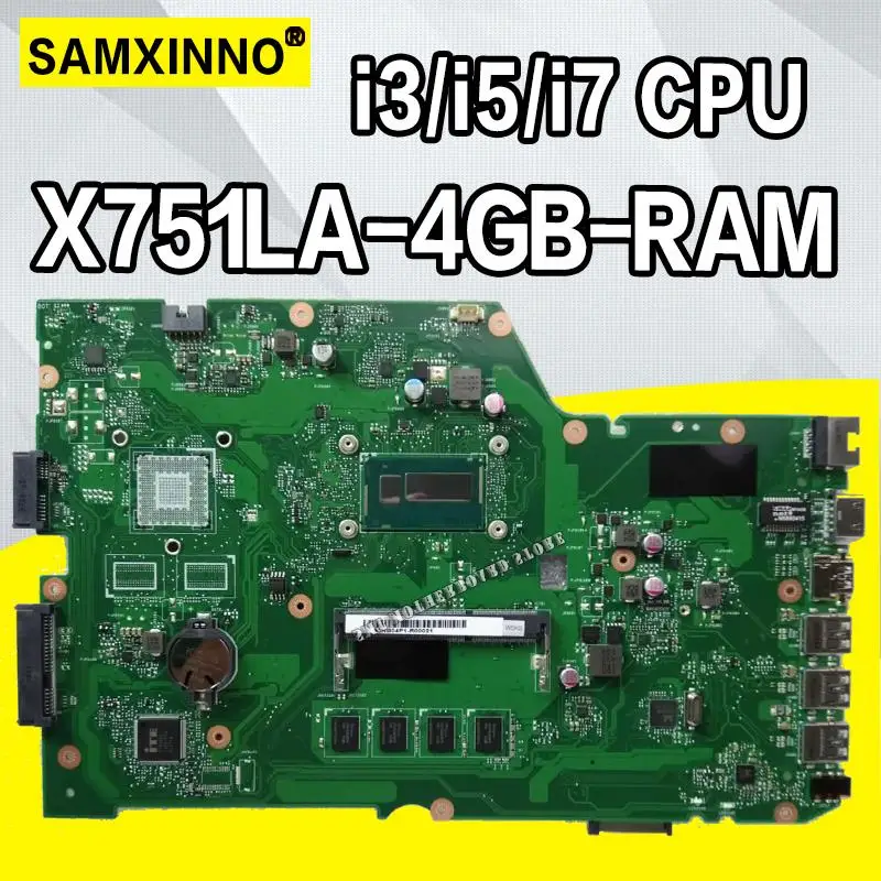 

X751LA motherboard For ASUS X751L K751L R752L X751LAB X751LN X751LD X751LX X751LJ I3 / I5 / CPU Laptop mainboard LVDS/EDP