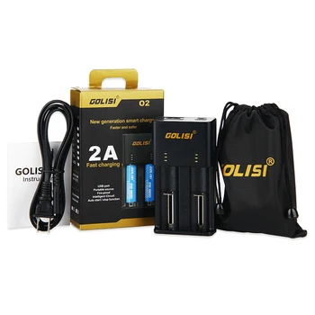 

Golisi O2 2A Fast Smart Charger 2 Slots Intelligent Charger for Rechargeable Li-ion/Ni-MH/NI-CD 18650 21700 26650 Batteries