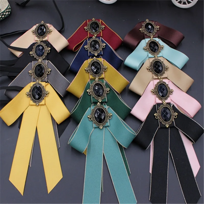 

Women Neck Collar Shirt Bow Tie Elastic Band Strap Necktie Men Costume Bowknot Cravat Arrow Crystal Alloy Uniform Ribbon Bowtie