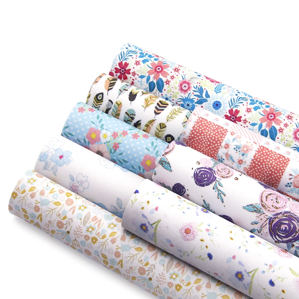 

20*34cm 8 Pcs Flowers Series Printed Synthetic Leather Fabric Sheets,DIY Handmade Materials For DIY Crafts,1Yc5432