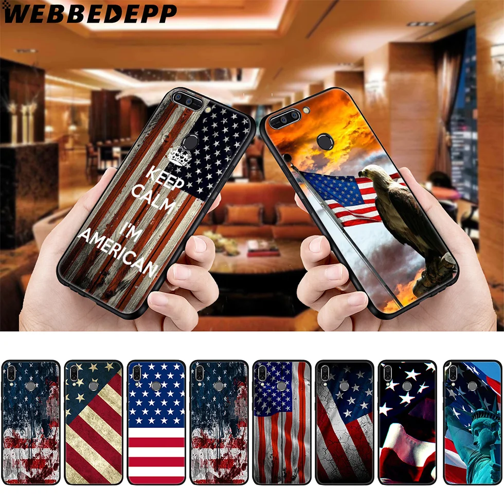 Мягкий чехол WEBBEDEPP с американским флагом США для Huawei P8 P9 P10 P20 P30 Lite Pro P Smart Z Plus 2019 Y6
