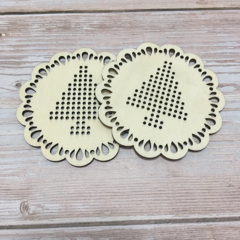 free shipping 20 pcs christmas tree decoration wood cross stitch blank  (3)