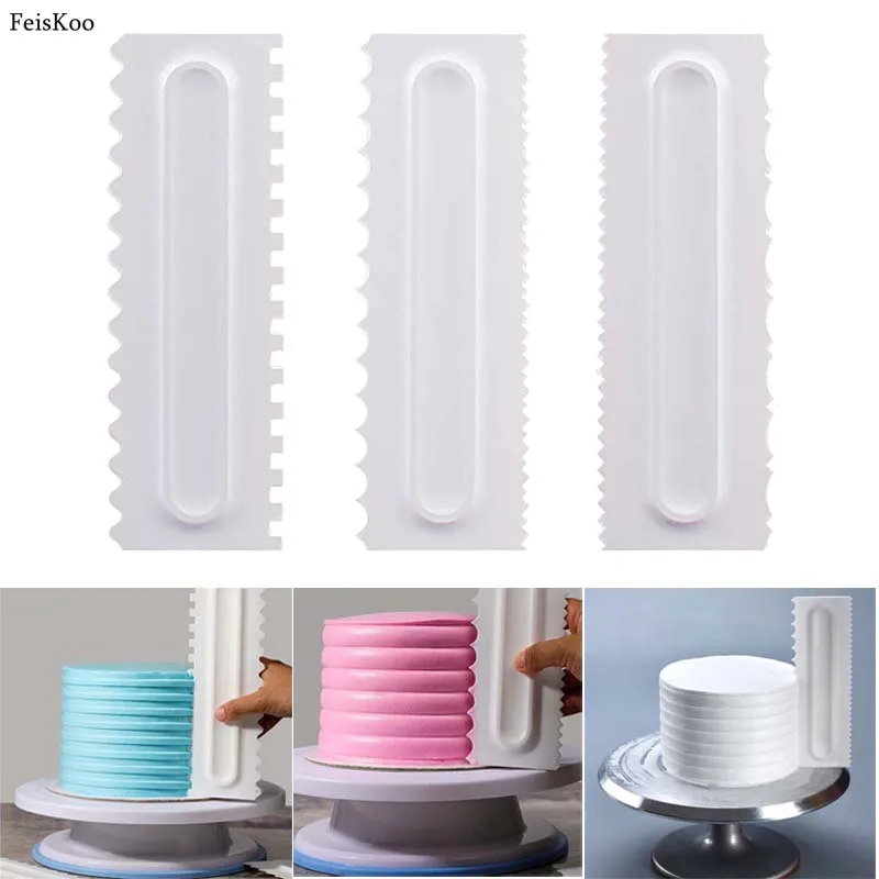  Cake Decorating Tools Icing Comb Cake Scraper 6 Design Textures Fondant Mousse Cream Spatula Edge S
