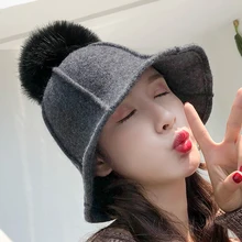 SUOGRY зимние шапки для женщин корейские Твердые Hairball женские шерстяные шапки вязание Рыбацкая шляпа бассейна ведро шляпа аксессуары