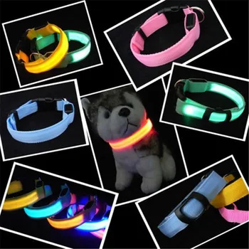 

Nylon Pet LED Dog Collar Night Safety LED Flashing Glow LED Pet Supplies Dog Cat Collar two-sided LED Dog Collar *100pcs/lot