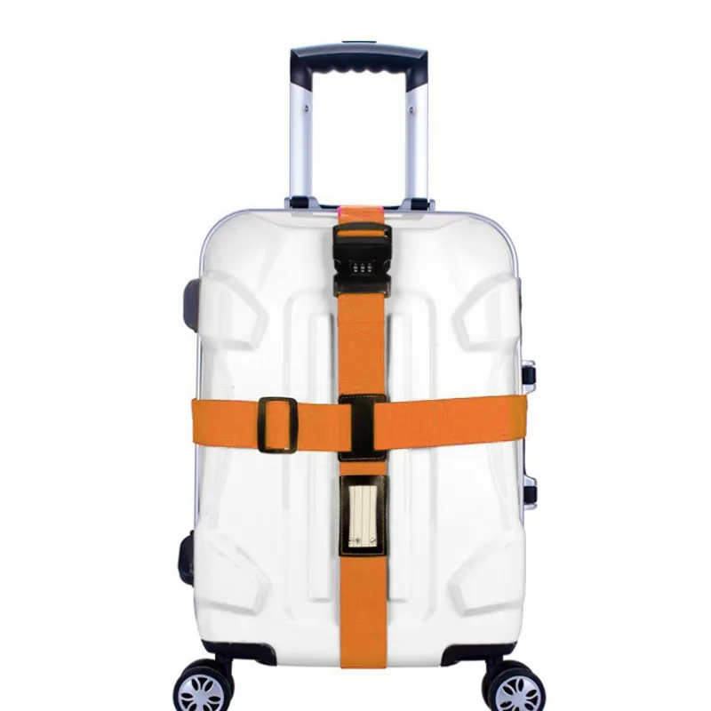 Luggage Strap Cross Belt Packing Adjustable Travel Suitcase Nylon 3 Digits Password Lock Buckle Strap Baggage Belts LXX9