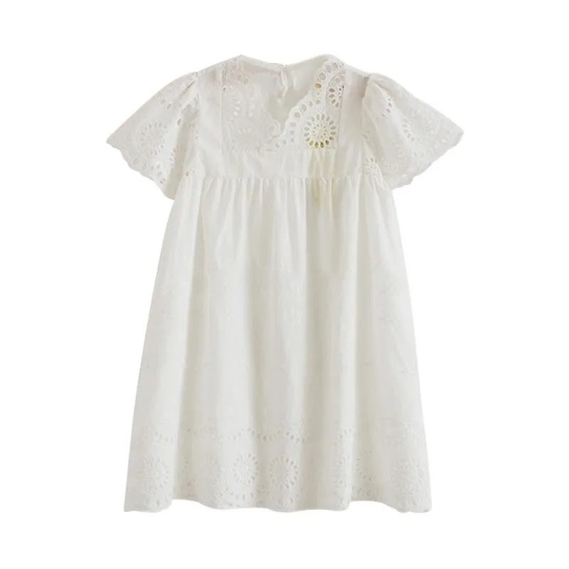 White Baby Girls Dress Cotton Summer Embroidered Clothes Children Kids