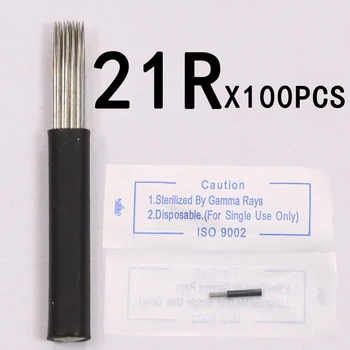 

100 Pcs 21 Round needles for manual pen Semi permanent makeup manual fog pen needle R21 microblading eyebrow pen needles
