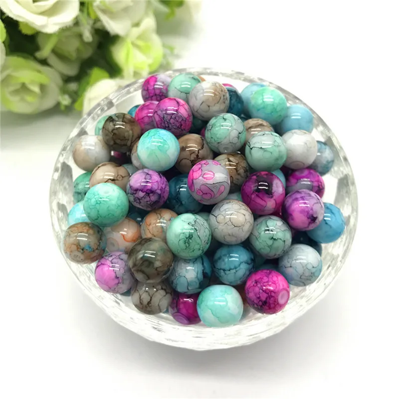 Wholesale 6 8 10mm Pattern Glass Bead Spacer Jewelry Bulk Beads For DIY 