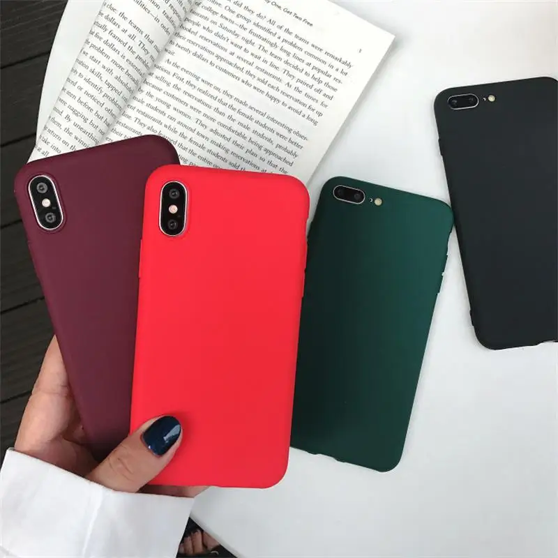 

Phone Cases for iPhone X XR XS Max High Quality Slim Soft Pure Colors Full Protective Phone Covers for iPhone 6 6s 7 8 Plus