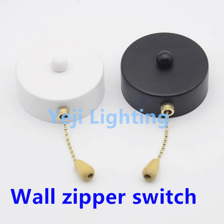 

Black white Wall pull switch Zipper pull switch wall lamp exhibition room fans shop switch Lighting accessories DIY