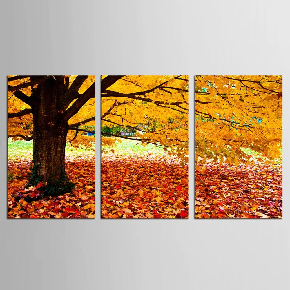 3 Panel wall art Maple Tree Painting Modern Art Picture for Living Room