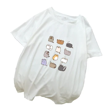 

Best Friends T Shirt Women Summer Short Sleeve Loose Kawaii Cartoon Cute Cat Tee Shirt Femme Streetwear Casual Harajuku Clothes