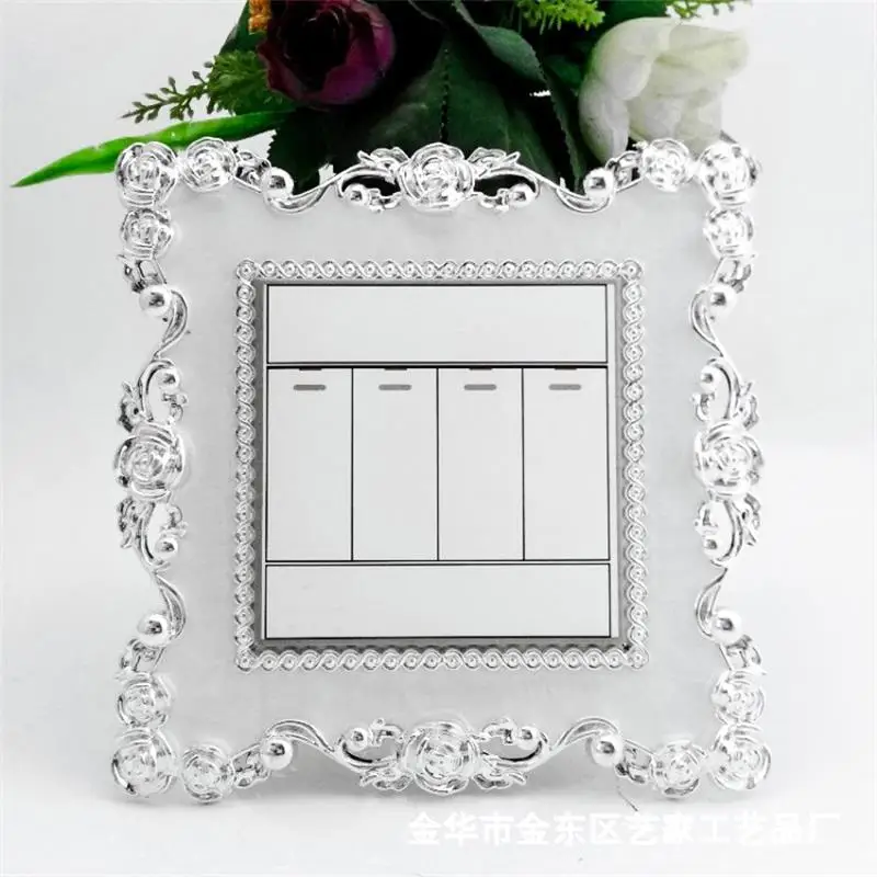 

Resin Silver Rose Lace Switch Stickers Single Light Switch Surround Socket Wall Sticker Cover for Home Decoration Wall Stick CA