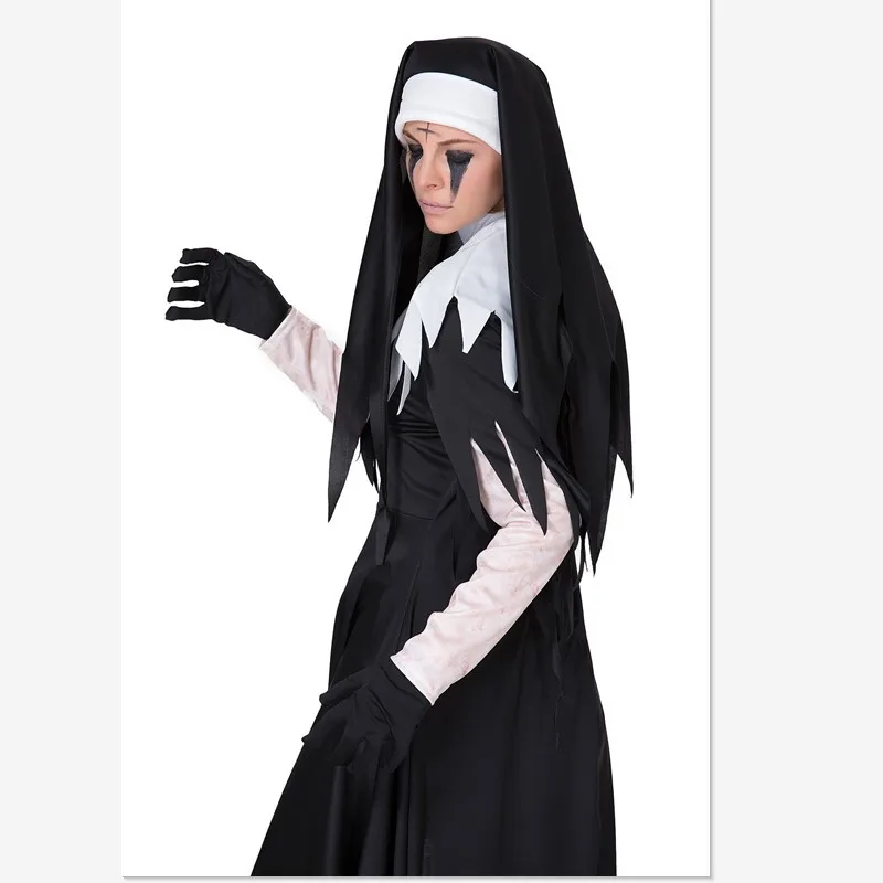 

2018 Halloween horror bloody adult nuns priest clothes missionary costumes irregular long skirt zombie costumes