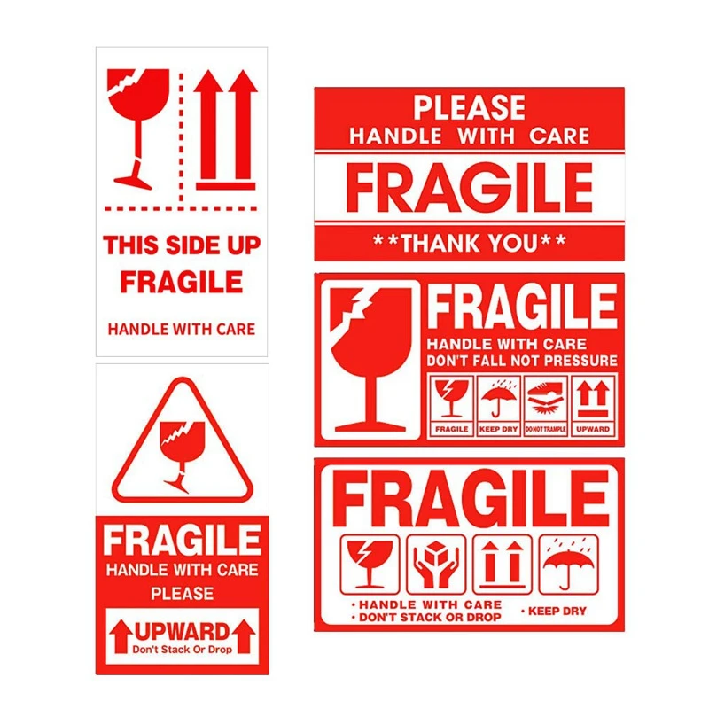 9 5cm Large Box Shipping Label In English Fragile Products Sticker Warning Handle With Care Up Keep Out Of Rain Sticker Assorted Stickers Aliexpress
