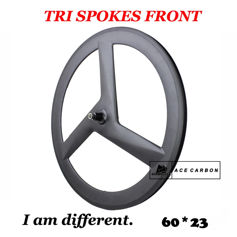 

Front Wheel 700C 60mm Tri spokes Road Bike Tubular/Clincher Carbon 3 Spoke Wheel Tubeless Compatible Track Fixed Gear UD 3K 12K