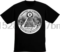 Мужская футболка с принтом Биткоин Cryptocurrency Illuminati Pyramid повседневная хлопковая