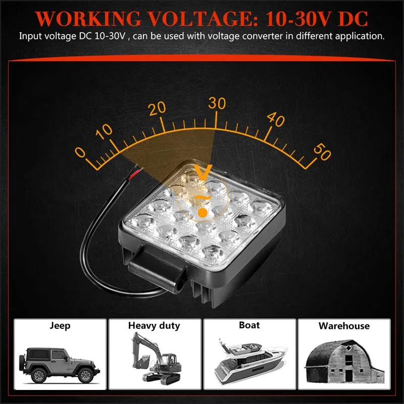 4 дюйма 48 Вт высокомощный квадратный светодиодный светильник 12 в 24 В точечный прожектор для 4x4 внедорожника ATV UTV грузовик трактор мотоцикл автомобиль противотуманный светильник s
