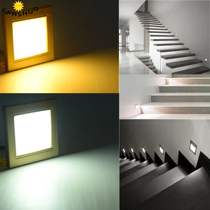 

10pcs/lot Indoor Radar Induction Sensor Recessed Corner Stairs LED Light Infrared Human Body Lamp Steps In Ladder Wall Lamps