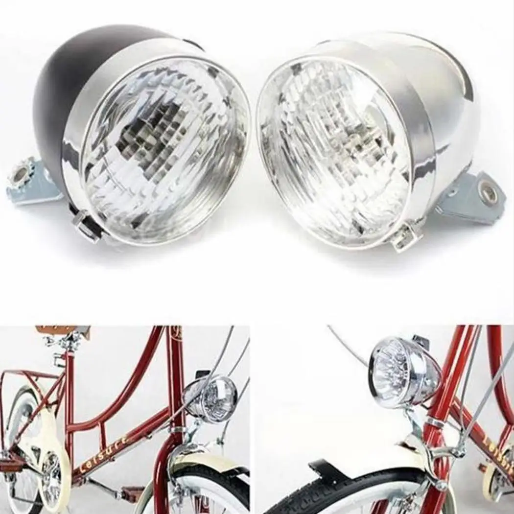 Vintage-style Bicycle Front LED Headlight//Fog Light Metal Chrome