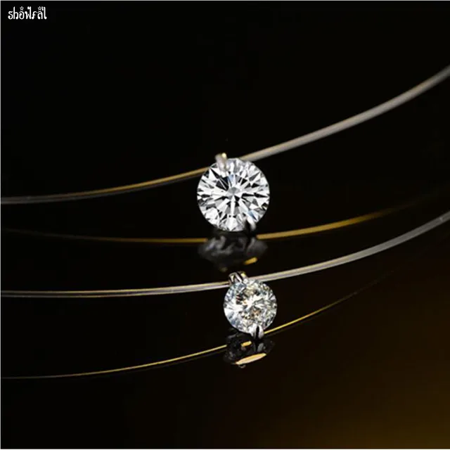 Crystals From Swarovski Invisible Chain Zircon Necklace For Women