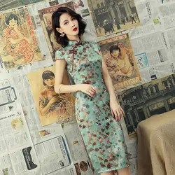 SHENG Коко дамские боты в китайском Костюмы шелковое Cheongsam Китай Стиль элегантное ежедневное китайское традиционное платье пятностойкий