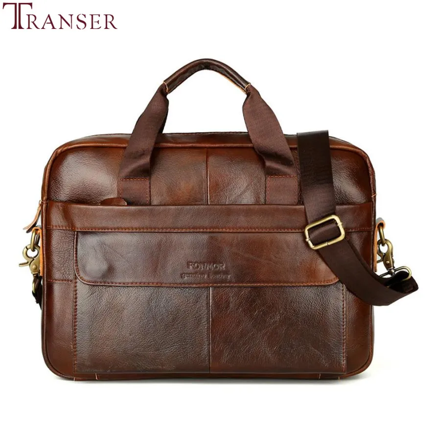 Transer Men's Leather Messenger Shoulder Bags Business Work Briefcase ...