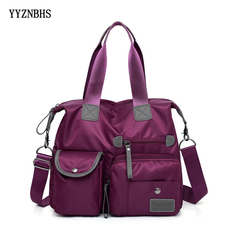 العلامة التجارية النساء أعلى مقبض حقيبة كتف 5 الخارجية جيوب النايلون عارضة حمل حقائب النساء حقيبة يد Crossbody حقائب تسوق للبقالة بولسا