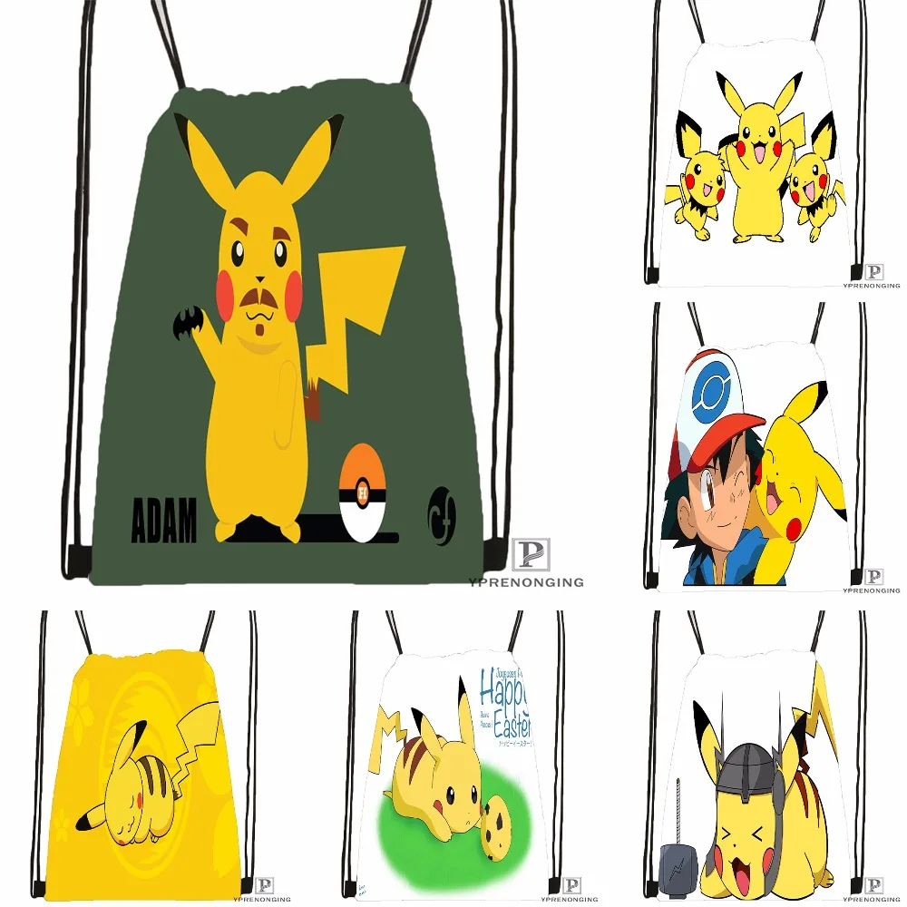 Custom Pikachu Pokemon Drawstring Backpack Bag Cute Daypack Kids Satchel Black Back 31x40cm 180531 04 53