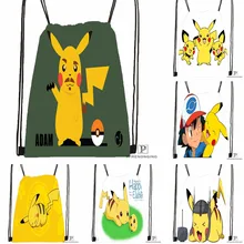 Custom Pikachu Pokemon Drawstring Backpack Bag Cute Daypack Kids Satchel (Black Back) 31x40cm#180531-04-53