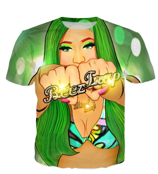 

Women Men 3D Character Crewneck T-Shirt Nicki Minaj Beez In Da Trap t shirt Summer Style Sexy tees Tops