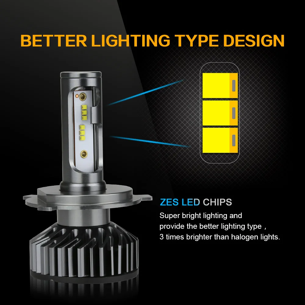 Zdatt lâmpada de farol automotivo led, h7,