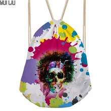 Женская сумка на шнурке для подростков граффити Череп Печать Рюкзак женский мини кошелек для покупок дорожная сумка Mochilas